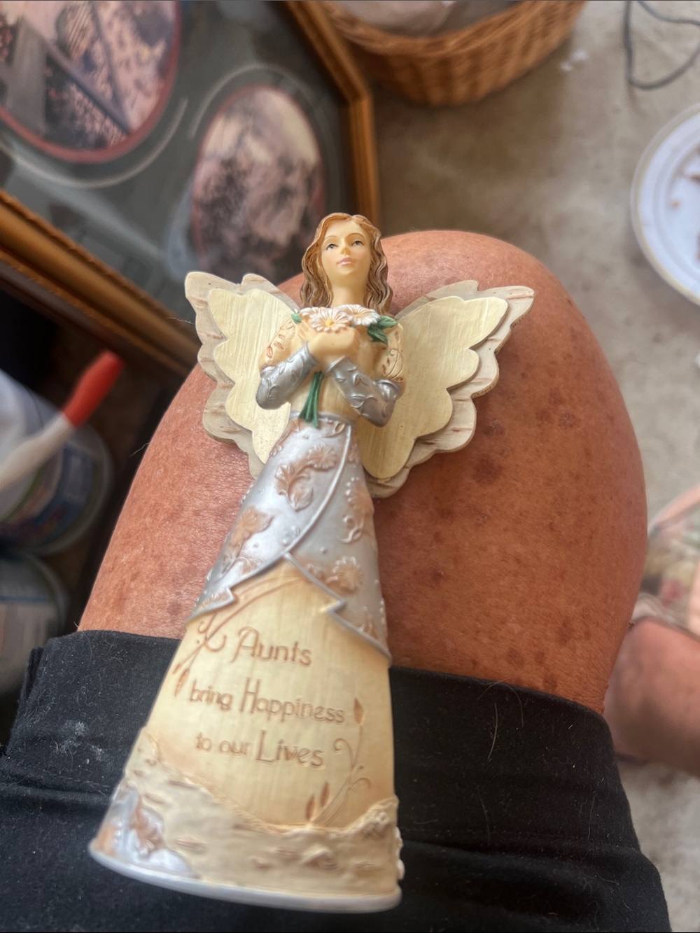 Vintage Angel Figurine for Aunts - Cream and Gold Home Art